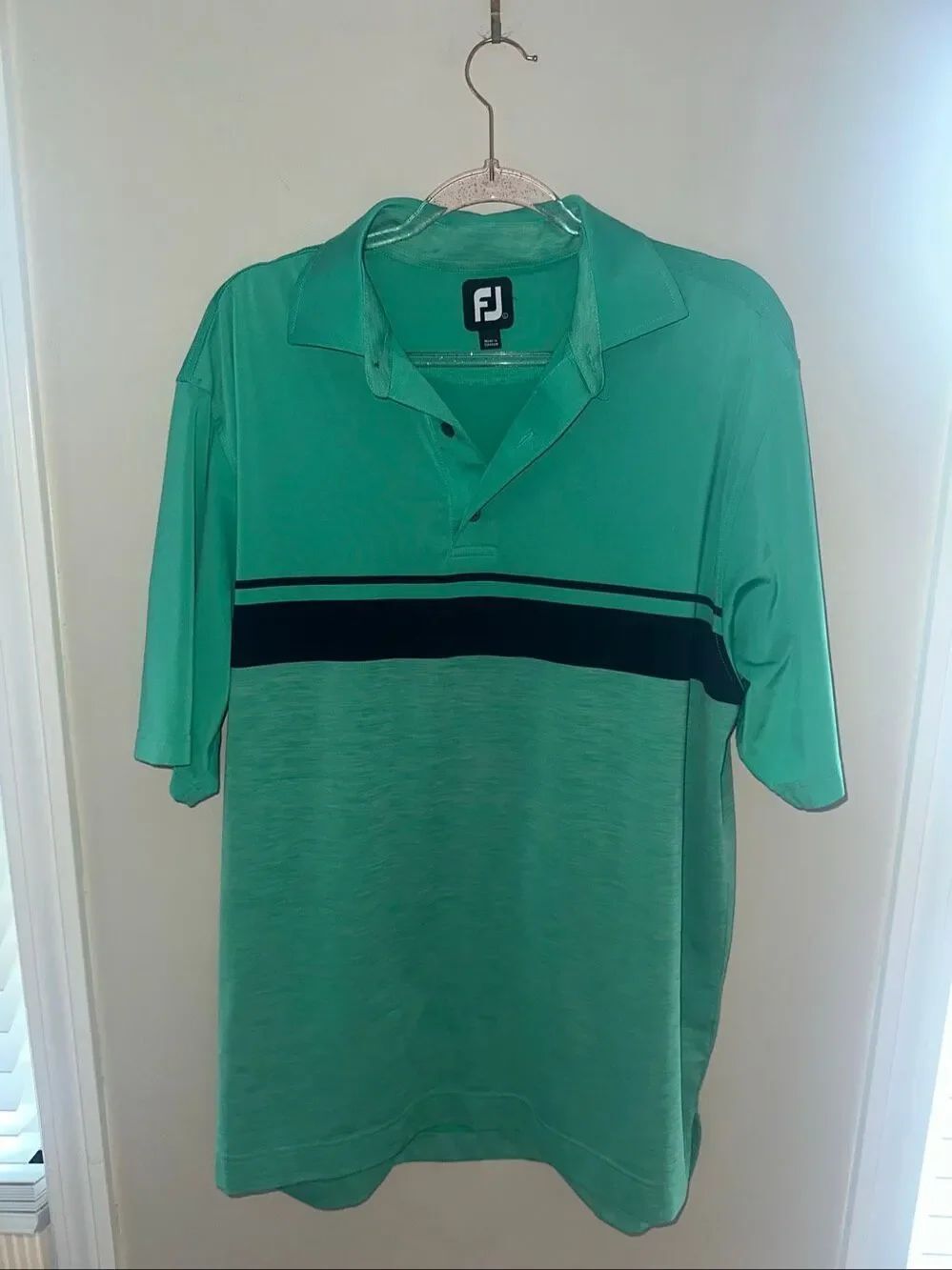 Footjoy Golf Polo Green & Black Size Large
